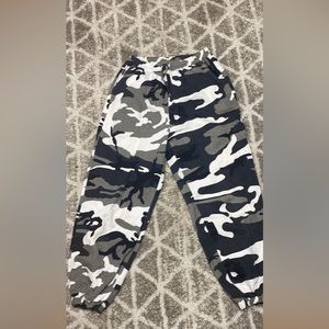 Cargo black and white camp pants size medium